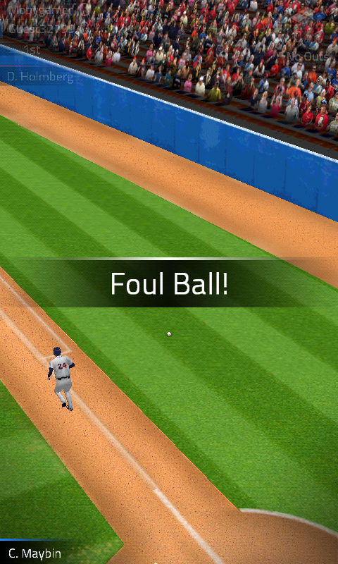 Tap Sports Baseball (Android) screenshot: Foul ball