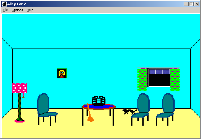 Alley Cat 2 (Windows) screenshot: Cat vs. canary. Who will triumph?