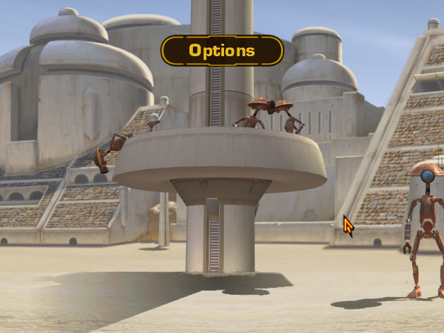 Star Wars: Pit Droids (Windows) screenshot: The options menu