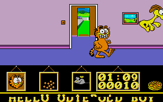 Garfield: Big, Fat, Hairy Deal (Atari ST) screenshot: Kicking odie.