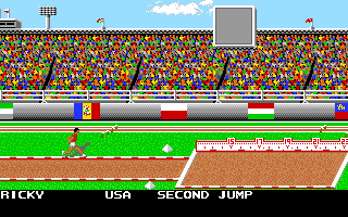Mega Sports (Amiga) screenshot: Triple Jump. (Summer Games 2)