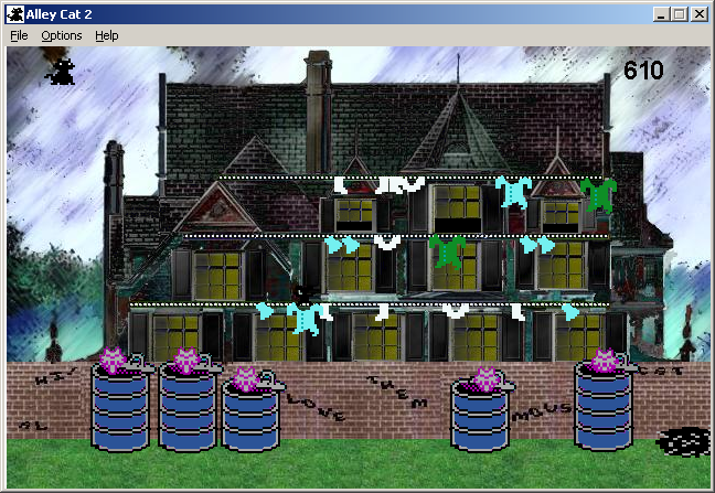 Alley Cat 2 (Windows) screenshot: Cat and dog fight in the alley