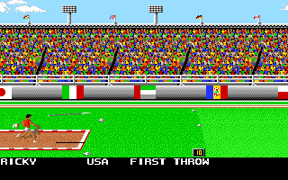 Mega Sports (Amiga) screenshot: Javelin. (Summer Games 2)