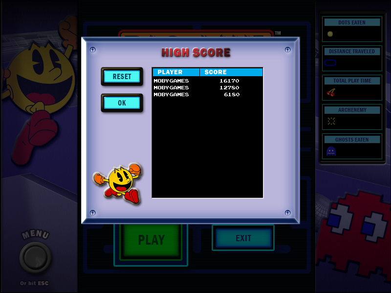 Pac-Man (Windows) screenshot: High scores