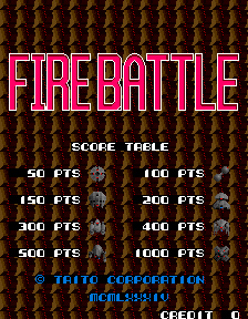 Fire Battle (Arcade) screenshot: Start screen (with points for destroy enemies)