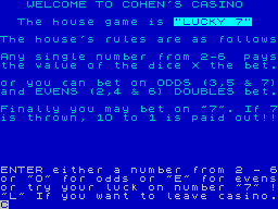 My Name is Uncle Groucho You Win a Fat Cigar (ZX Spectrum) screenshot: Gambling at the casino