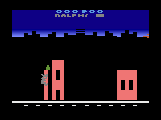 Rampage (Atari 2600) screenshot: Watch out for bad items! They reduce your health.