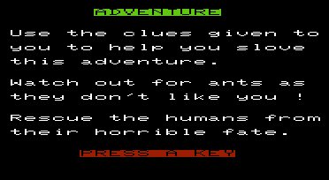 Four Gates to Freedom (VIC-20) screenshot: Some brief instructions