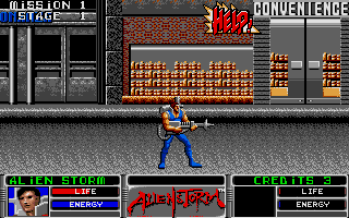 Alien Storm (Atari ST) screenshot: Someone needs my help