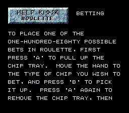 Super Caesars Palace (SNES) screenshot: Help kiosk for roulette