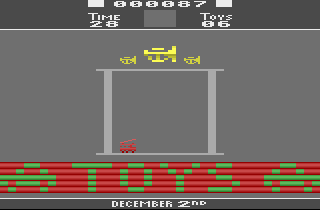 AtariAge Holiday Greetings 2006 (Atari 2600) screenshot: I finished level 1. Level 2 will add trumpets.