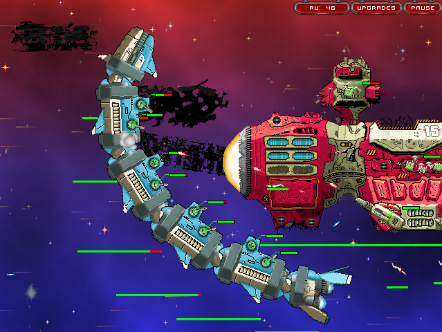 Orbital Decay (Browser) screenshot: A snake-like boss enemy