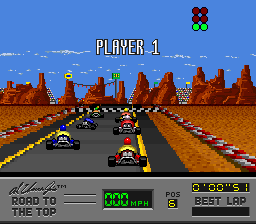 Al Unser Jr.'s Road to the Top (SNES) screenshot: Green light means go.