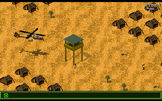 Jungle Strike (Amiga) screenshot: Level 3 - An enemy training ground.