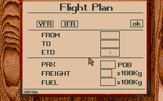 A320 Airbus: Edition Europa (Atari ST) screenshot: Setting up a flight plan