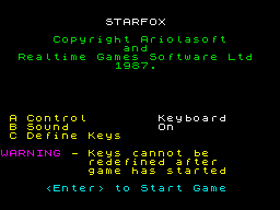 The Rubicon Alliance (ZX Spectrum) screenshot: Main menu