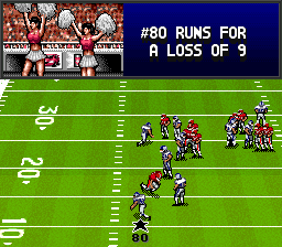 Bill Walsh College Football (SNES) screenshot: Players are referred to as just a number.