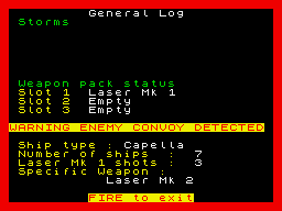 The Rubicon Alliance (ZX Spectrum) screenshot: Status