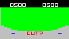 Videocart-3: Video Blackjack (Channel F) screenshot: The computer is shuffling the cards, the order of cards depends on when players confirm the "CUT?" message.