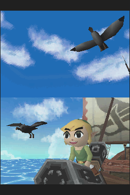 The Legend of Zelda: Phantom Hourglass (Nintendo DS) screenshot: Link is on board the pirate ship