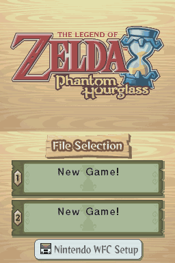 The Legend of Zelda: Phantom Hourglass (Nintendo DS) screenshot: Main menu