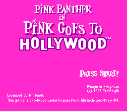 Pink Goes to Hollywood (SNES) screenshot: Main title screen