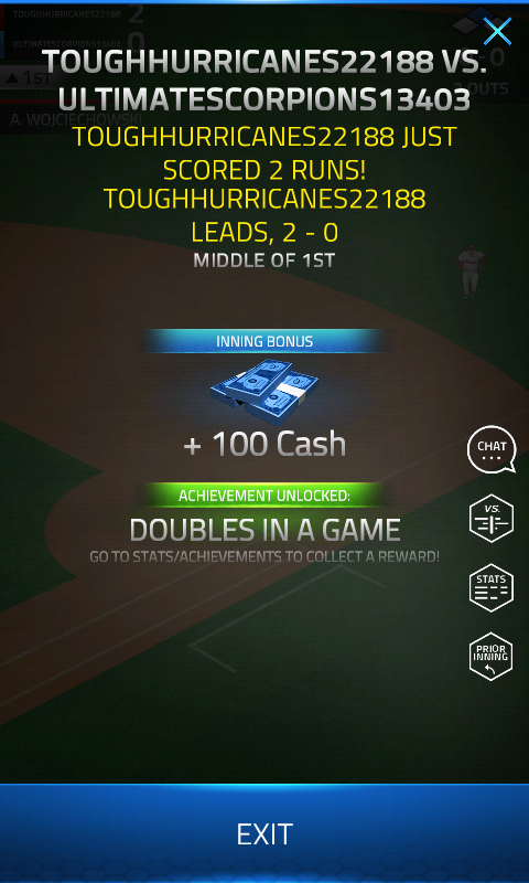 Tap Sports Baseball '16 (Android) screenshot: Finishing an inning