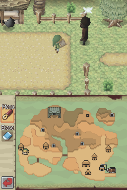 The Legend of Zelda: Phantom Hourglass (Nintendo DS) screenshot: Marking the place mentioned by farmer on the map.