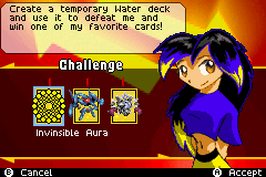 Duel Masters: Shadow of the Code (Game Boy Advance) screenshot: I challenged her to a duel