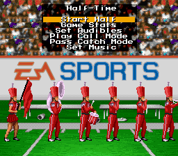 Bill Walsh College Football (SNES) screenshot: Halftime show