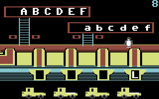 Alpha Build (Commodore 64) screenshot: Last levels hide a few of the letters needed