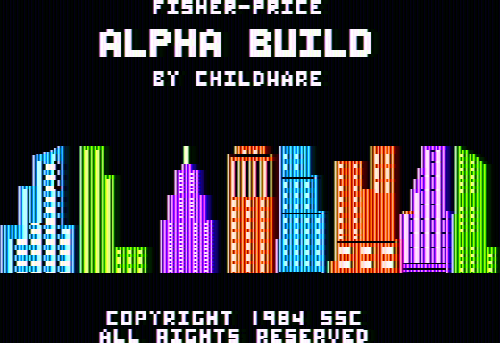 Alpha Build (Apple II) screenshot: Title screen