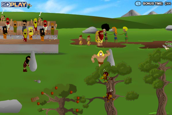 StoneAge Sam 2: The Ice Age (Browser) screenshot: Oh great, this looks easy.