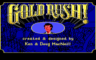 Gold Rush! (DOS) screenshot: Title screen and credits
