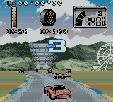 Test Drive: Le Mans (Game Boy Color) screenshot: Races start with action, no starting line here.