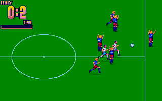 Rick Davis's World Trophy Soccer (Amiga) screenshot: Players celebrating victory