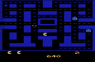 A Better Pac-Man (Atari 2600) screenshot: I chomped a ghost and his eyes are returning to the center.