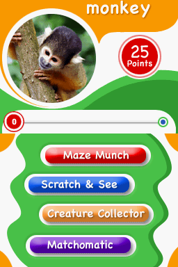 Animal Genius (Nintendo DS) screenshot: You need to earn 25 points to earn a monkey for the Rainforest