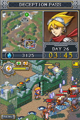 Lock's Quest (Nintendo DS) screenshot: Traps hold back the Clockwork enemy