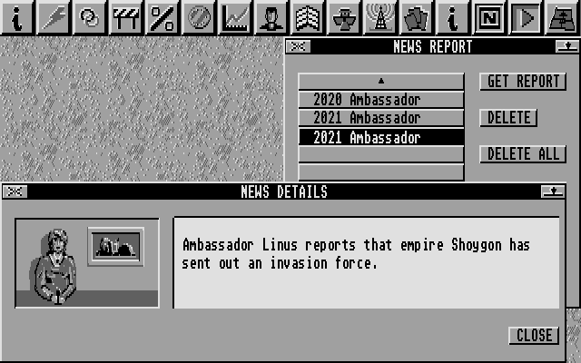 Imperium (Atari ST) screenshot: Not so good news