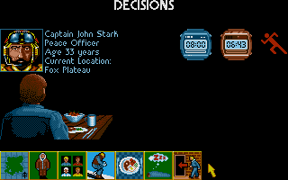 Midwinter (Atari ST) screenshot: Eating a meal.