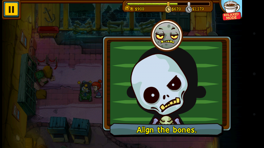 Grave Mania: Pandemic Pandemonium (Android) screenshot: Straightening zombie bones manually