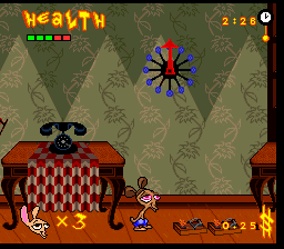 The Ren & Stimpy Show: Veediots! (SNES) screenshot: Watch out for mouse traps