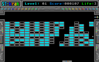 ST Krak (Atari ST) screenshot: Cutting through the bricks