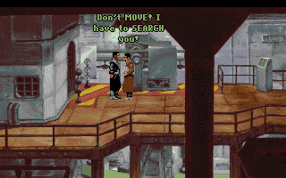 Beneath a Steel Sky (Amiga) screenshot: Oh no, you're busted