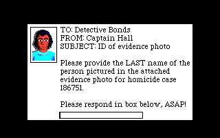 Police Quest 2: The Vengeance (Amiga) screenshot: Copy protection screen.