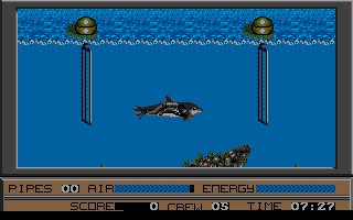 Rainbow Warrior (Atari ST) screenshot: Transporting the scuba diver