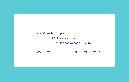 Collide (VIC-20) screenshot: Title screen