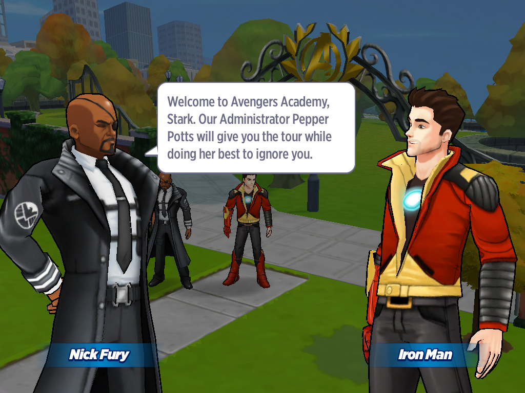 Marvel Avengers Academy (iPad) screenshot: Talking to Nick Fury