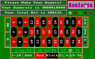 Roulette (Atari ST) screenshot: Bet's have been placed